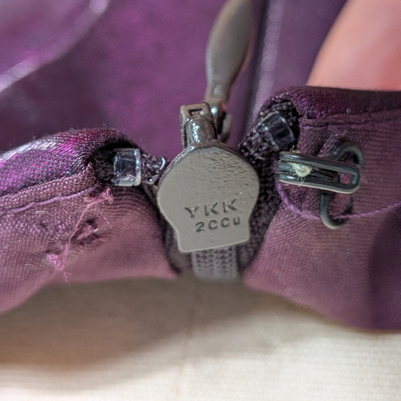 Vintage Prom Dress Maxi Gown L Purple Y2K Bow Goth Babydoll Regency Princess - Picture 11 of 13